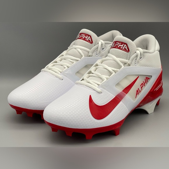Nike Alpha Menace 4 Pro Football Cleats FD7037-102 Red White Men’s Size 7.5 NEW - Picture 1 of 9